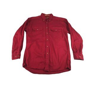 Northern Explorer Mens Red Long Sleeve Pockets Button Up Utility‎ Shirt Large